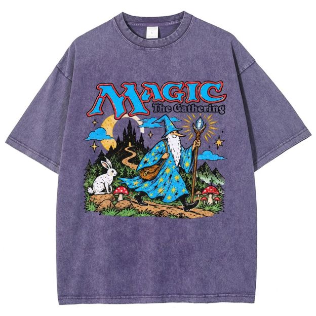 Retro Fantasy Forest Mage Unisex Fit Washed T-Shirt
