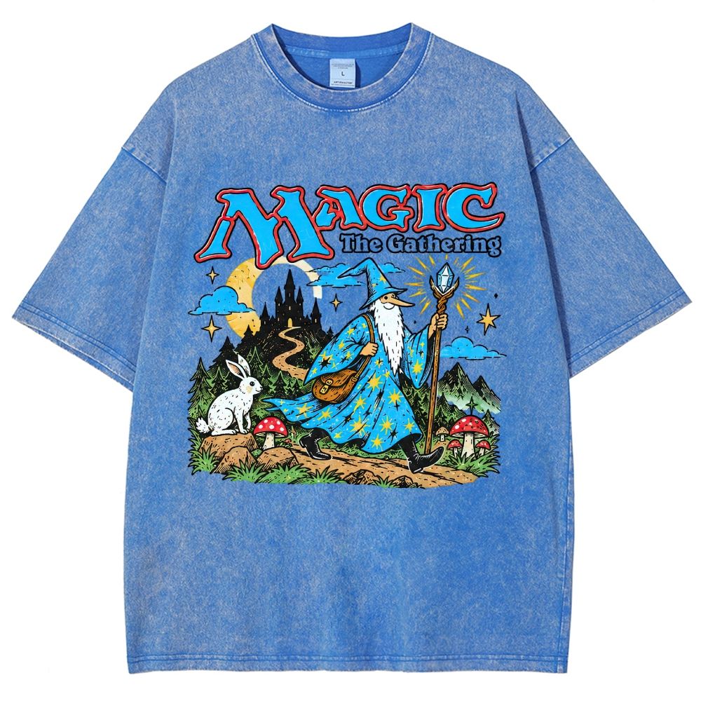 Retro Fantasy Forest Mage Unisex Fit Washed T-Shirt
