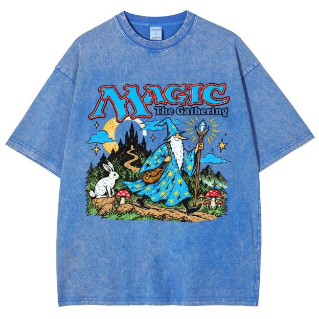 Retro Fantasy Forest Mage Unisex Fit Washed T-Shirt