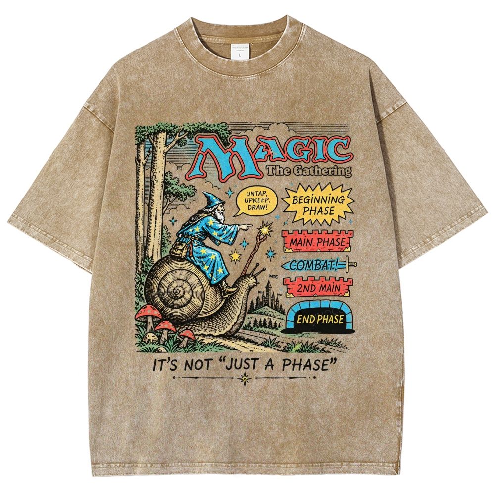 Vintage Snail Wizard Fantasy Unisex Fit Washed T-Shirt