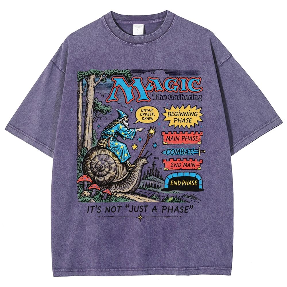 Vintage Snail Wizard Fantasy Unisex Fit Washed T-Shirt