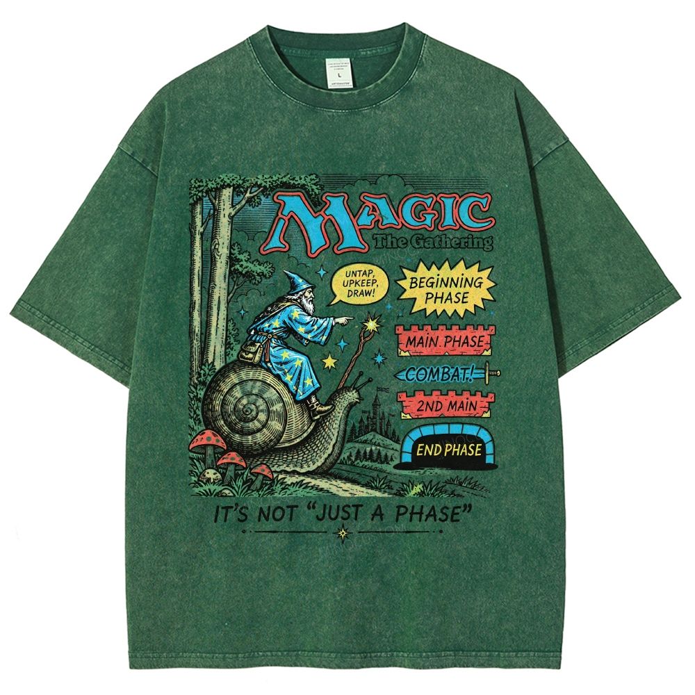 Vintage Snail Wizard Fantasy Unisex Fit Washed T-Shirt
