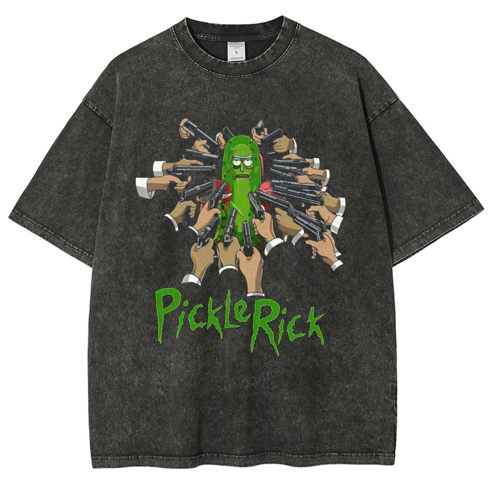 Weird Surreal Pickle Character Unisex Fit Washed T-Shirt