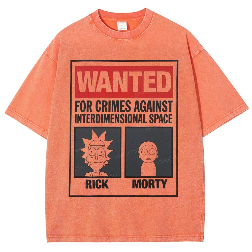 Retro Inter‑Dimensional Wanted Poster Style Unisex Fit Washed T-Shirt