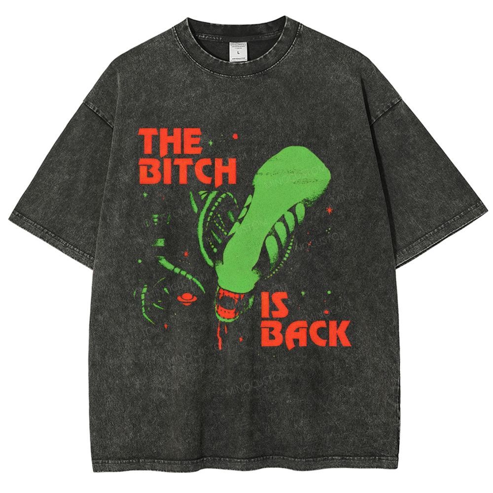 Vintage Retro Horror Monster Graphic Mineral Unisex Fit Washed T-Shirt