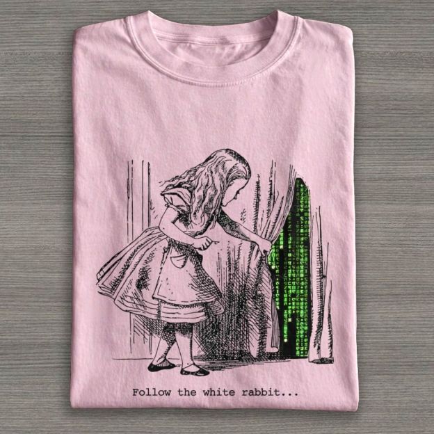 Vintage Alice Style Fantasy Cyber Code Graphic Cotton T-shirt