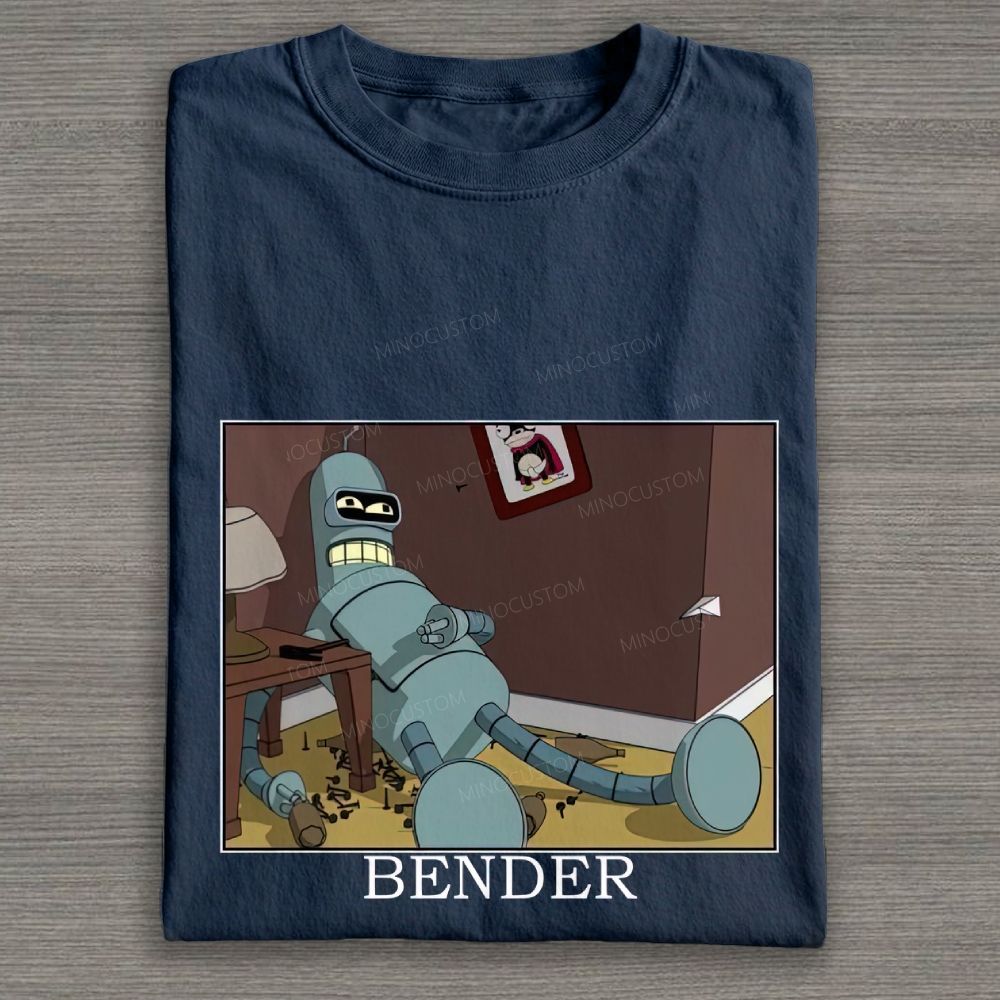 Vintage Lazy Sci‑Fi Robot Meme Graphic Cotton T-shirt