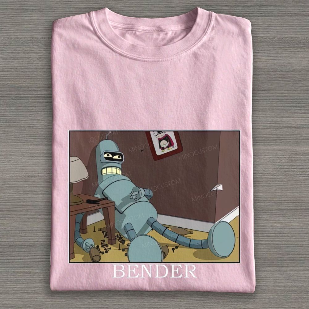 Vintage Lazy Sci‑Fi Robot Meme Graphic Cotton T-shirt