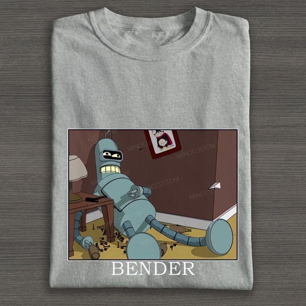 Vintage Lazy Sci‑Fi Robot Meme Graphic Cotton T-shirt