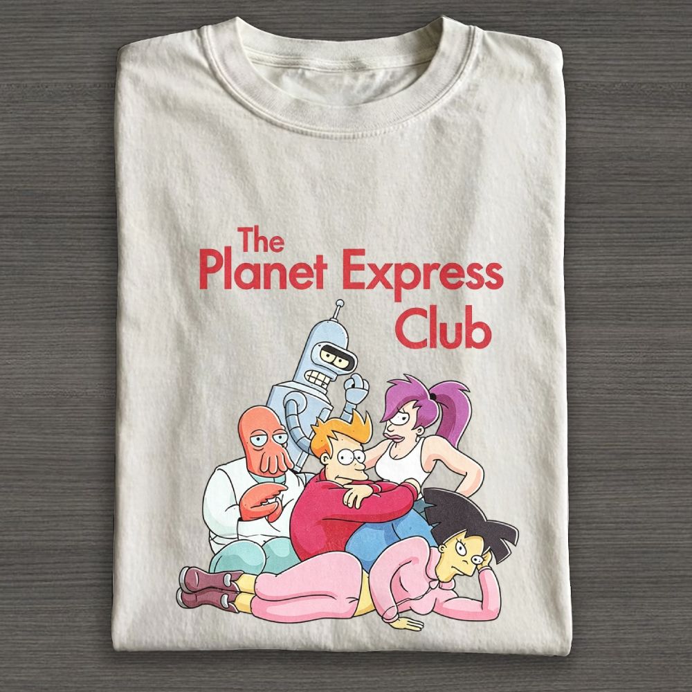Retro Space Crew Group Character Graphic Cotton T-shirt
