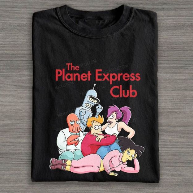 Retro Space Crew Group Character Graphic Cotton T-shirt