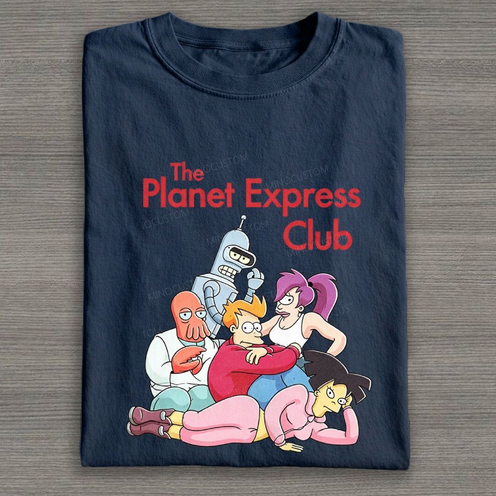 Retro Space Crew Group Character Graphic Cotton T-shirt