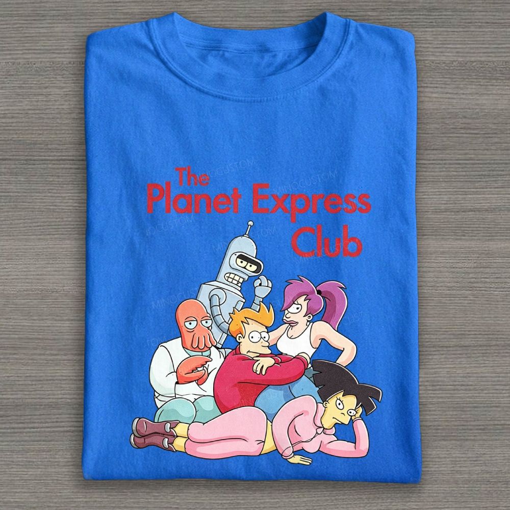 Retro Space Crew Group Character Graphic Cotton T-shirt