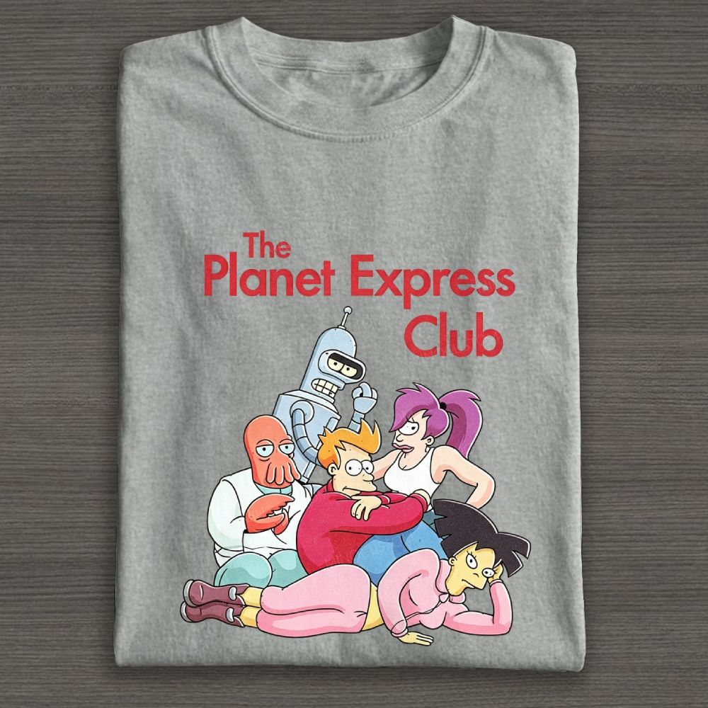 Retro Space Crew Group Character Graphic Cotton T-shirt