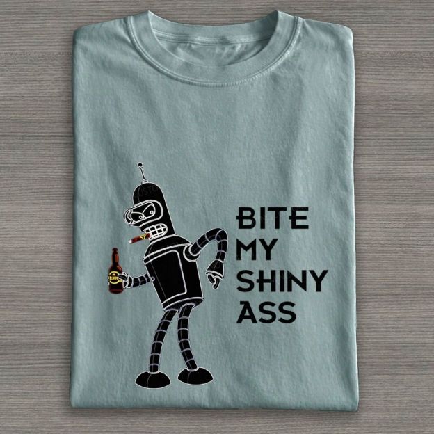 Retro Sassy Space Robot Graphic Cotton T-shirt