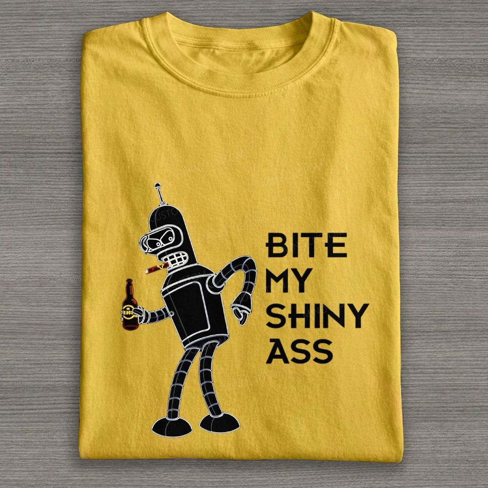 Retro Sassy Space Robot Graphic Cotton T-shirt