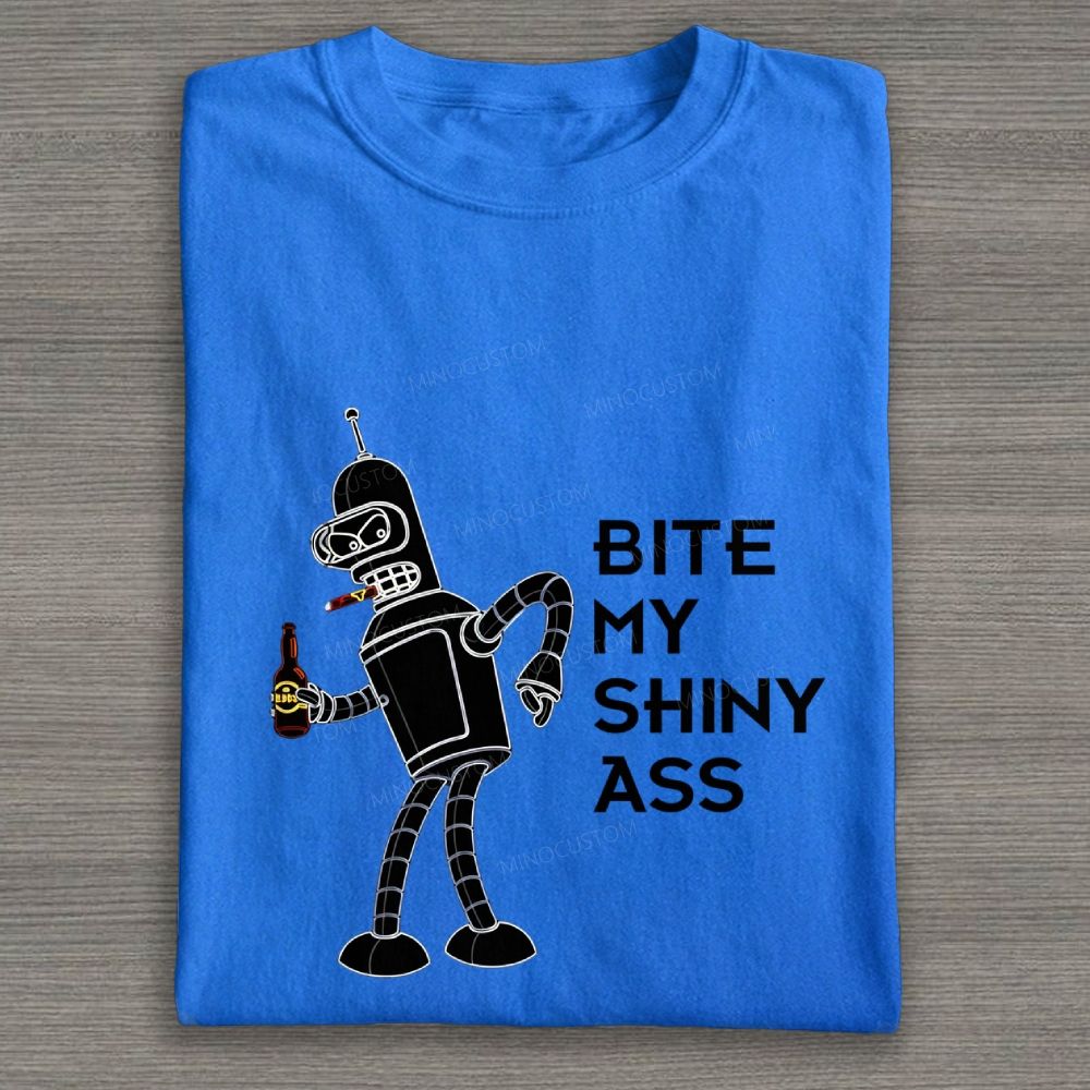 Retro Sassy Space Robot Graphic Cotton T-shirt