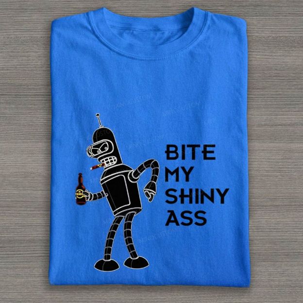 Retro Sassy Space Robot Graphic Cotton T-shirt