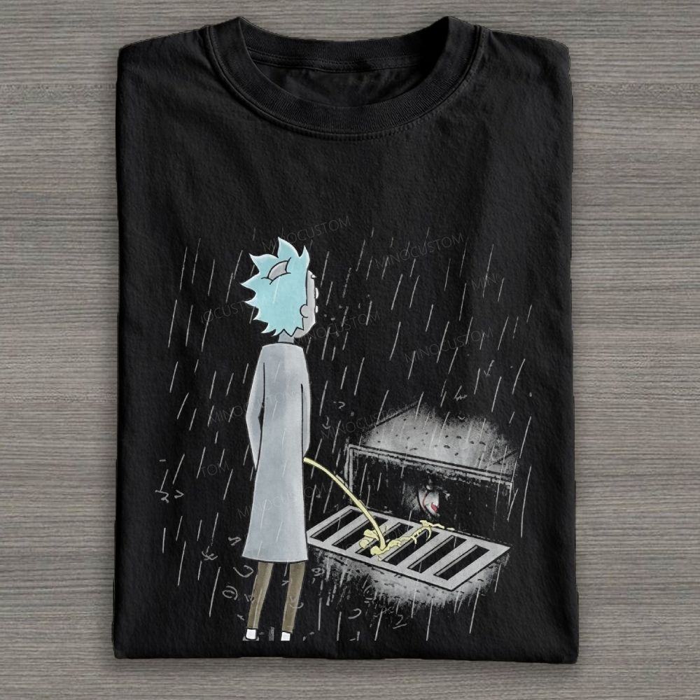 Moody Rainy Night Mad Scientist Dark Graphic Cotton T-shirt