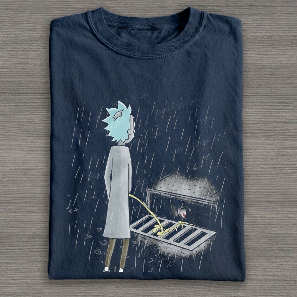 Moody Rainy Night Mad Scientist Dark Graphic Cotton T-shirt