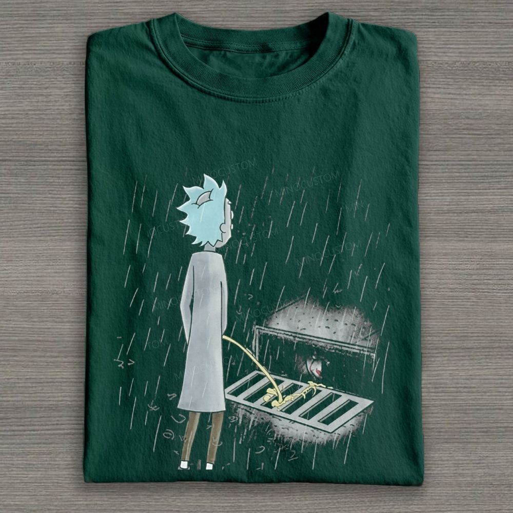 Moody Rainy Night Mad Scientist Dark Graphic Cotton T-shirt