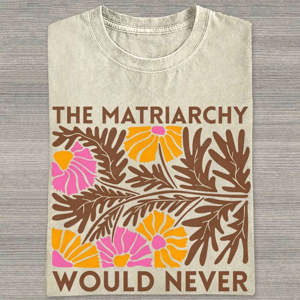 Boho Retro Floral Feminist Slogan Graphic Washed T-shirt