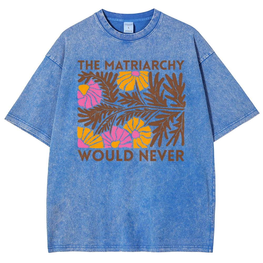 Boho Retro Floral Feminist Slogan Graphic Washed T-shirt