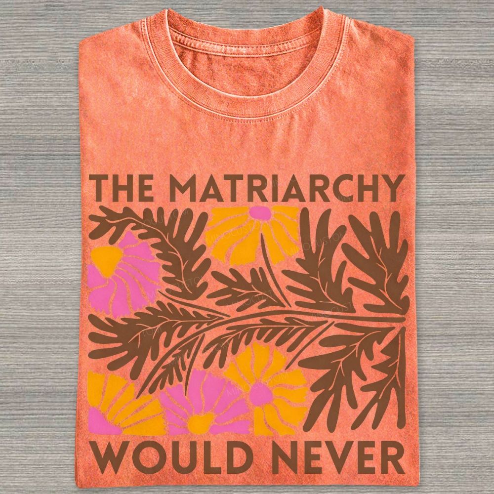 Boho Retro Floral Feminist Slogan Graphic Washed T-shirt
