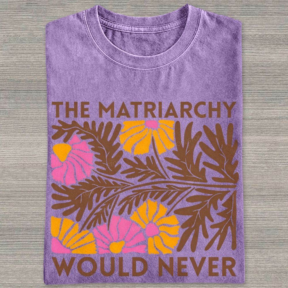 Boho Retro Floral Feminist Slogan Graphic Washed T-shirt