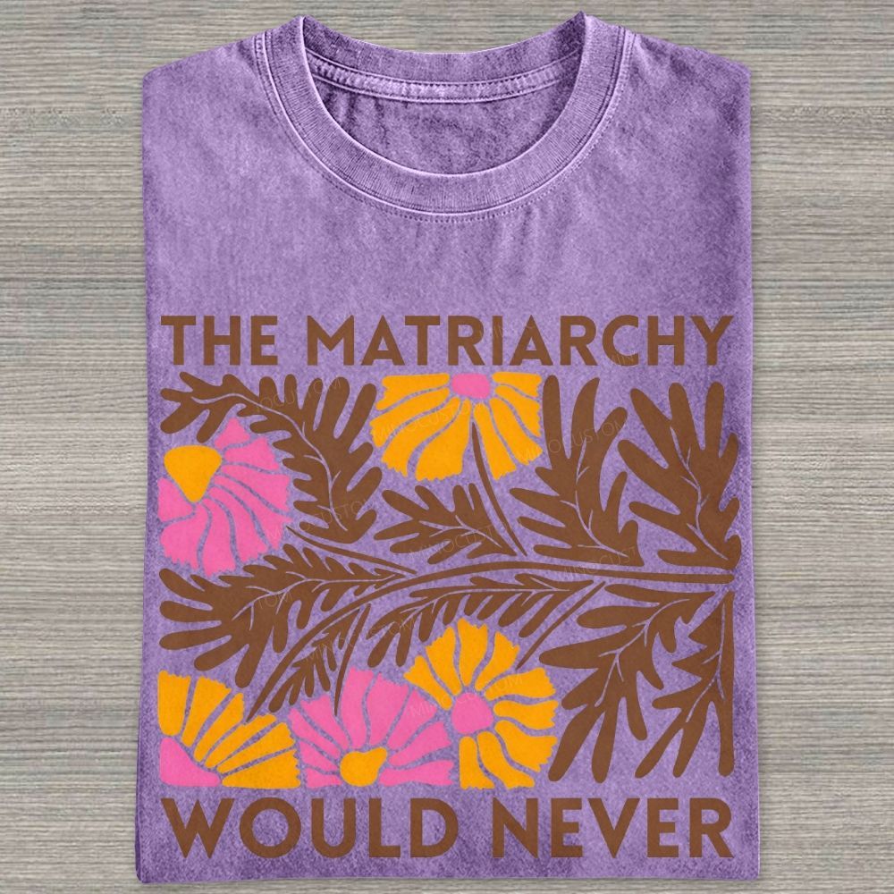 Boho Retro Floral Feminist Slogan Graphic Washed T-shirt