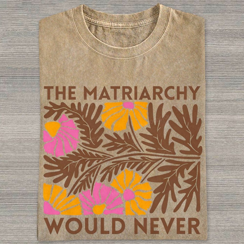 Boho Retro Floral Feminist Slogan Graphic Washed T-shirt