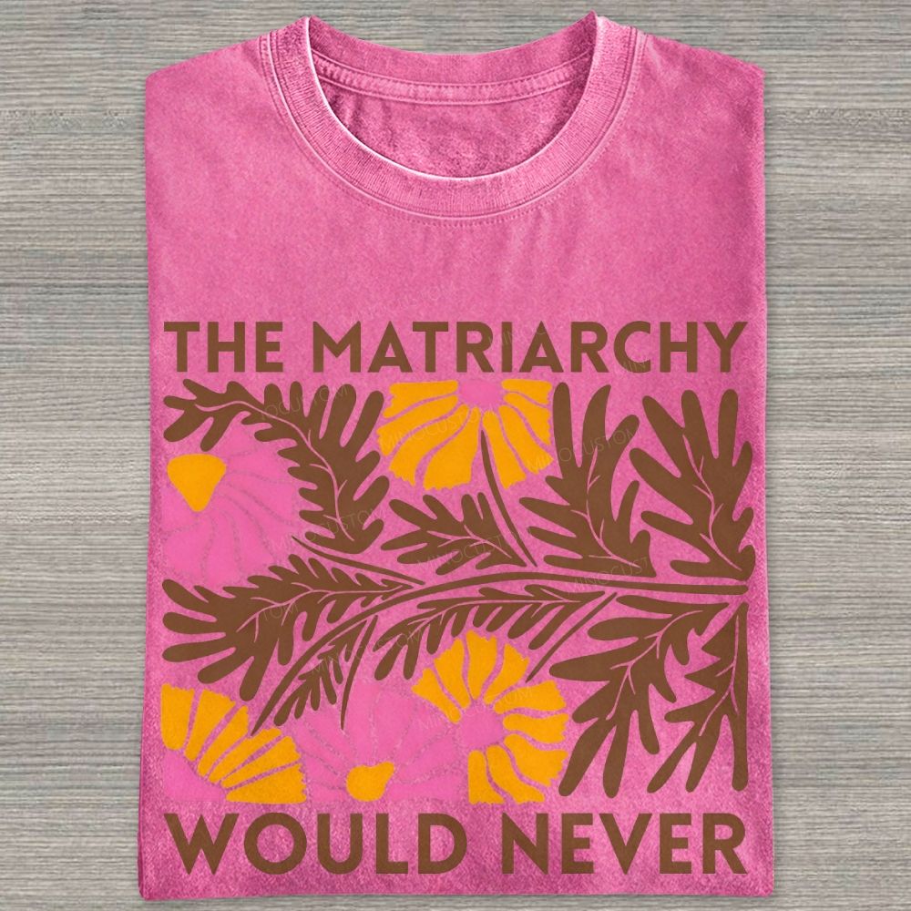 Boho Retro Floral Feminist Slogan Graphic Washed T-shirt