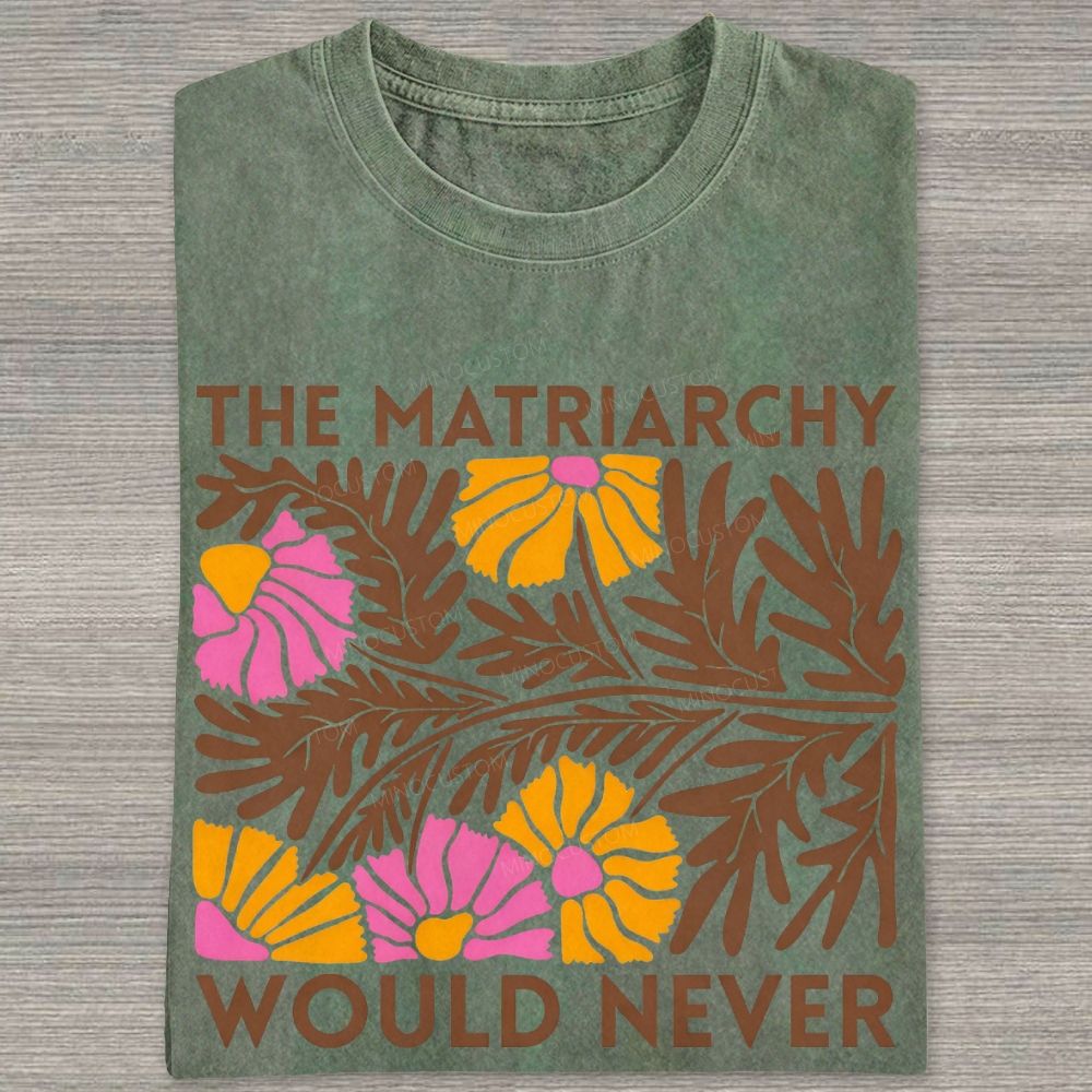 Boho Retro Floral Feminist Slogan Graphic Washed T-shirt