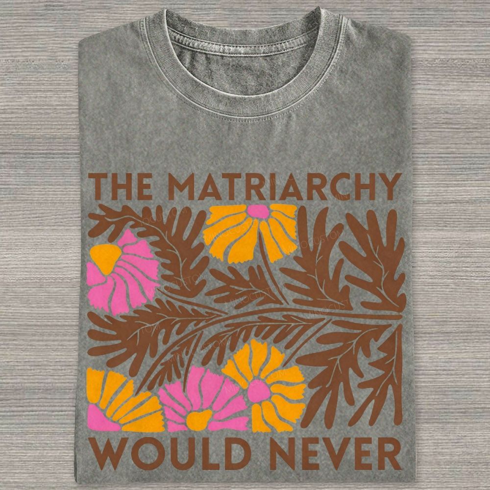 Boho Retro Floral Feminist Slogan Graphic Washed T-shirt