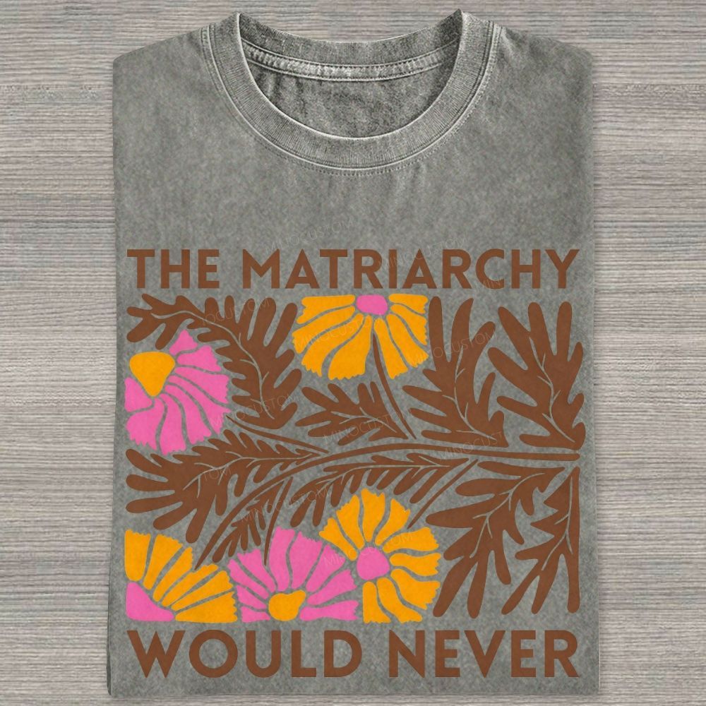 Boho Retro Floral Feminist Slogan Graphic Washed T-shirt