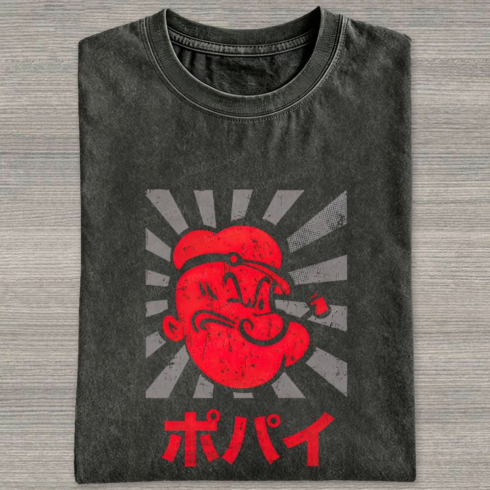 Vintage Retro Sailor Character Washed T-shirt