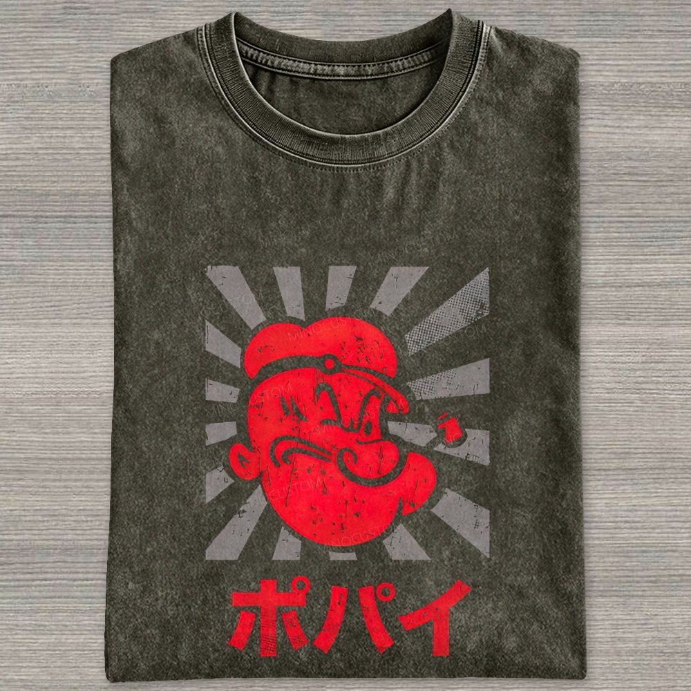 Vintage Retro Sailor Character Washed T-shirt