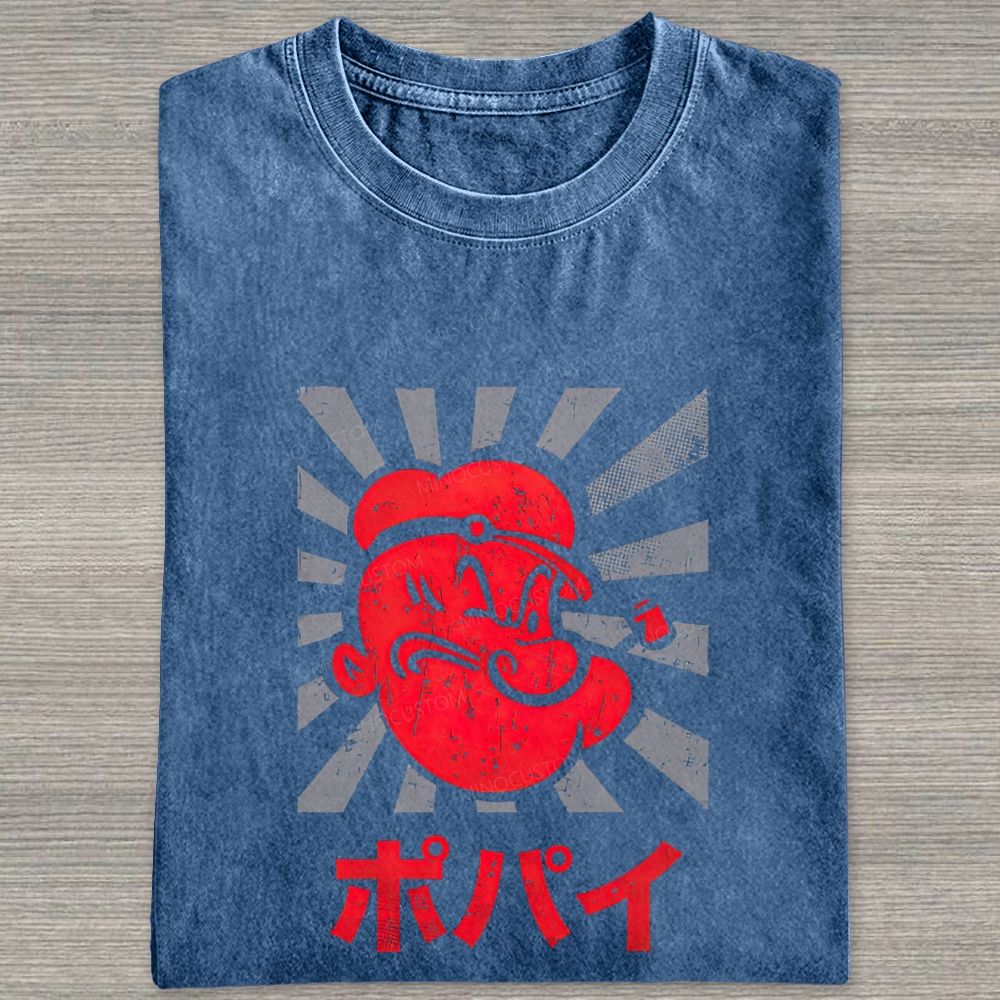 Vintage Retro Sailor Character Washed T-shirt