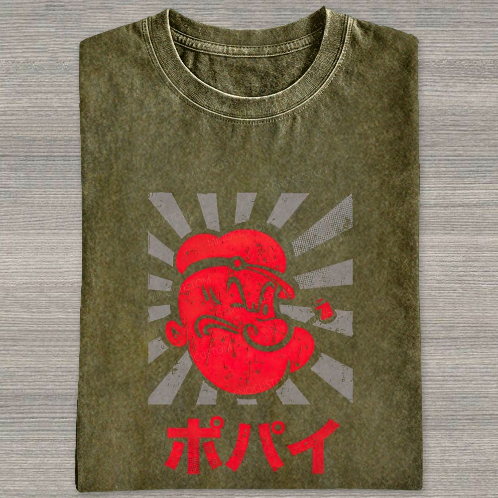 Vintage Retro Sailor Character Washed T-shirt