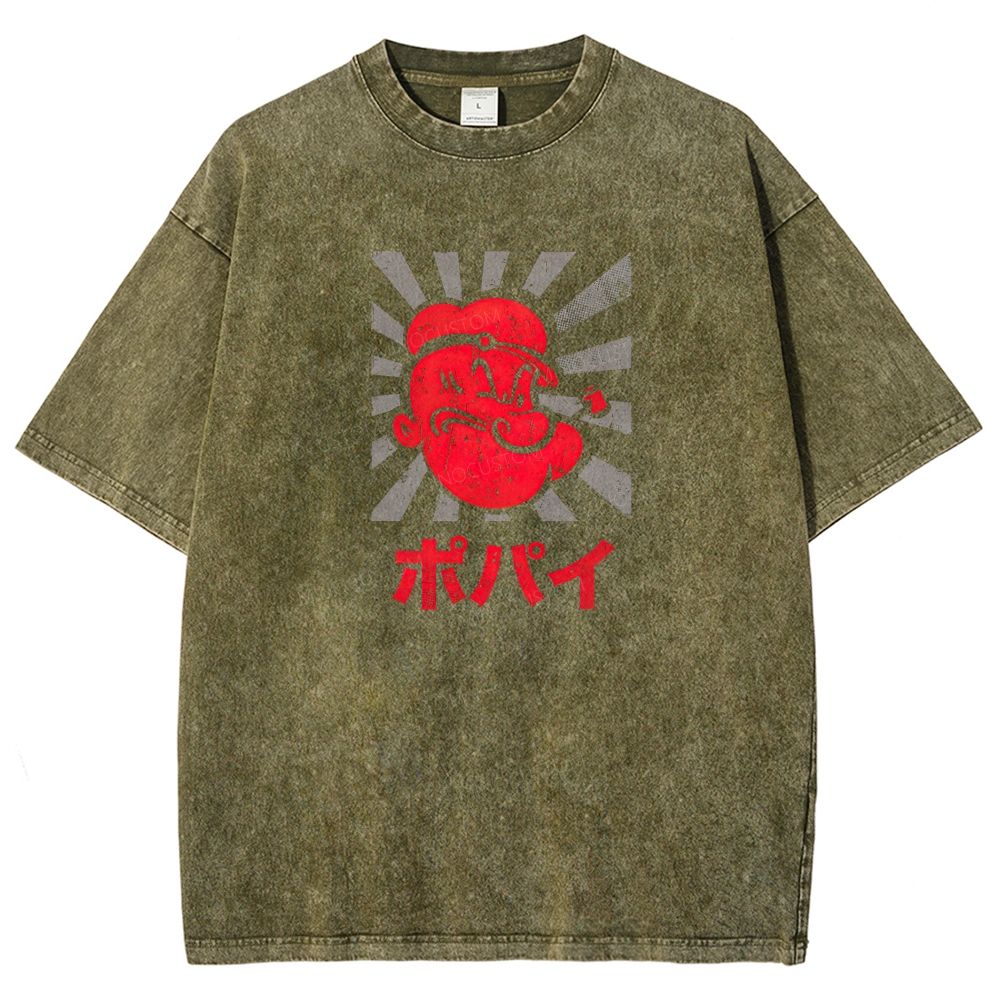Vintage Retro Sailor Character Washed T-shirt