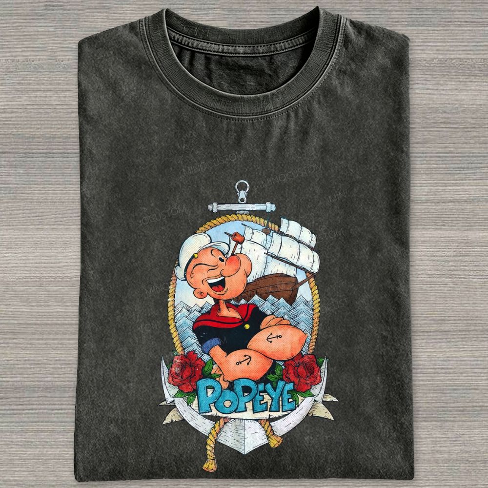 Vintage Nautical Sailor Tattoo Washed T-shirt