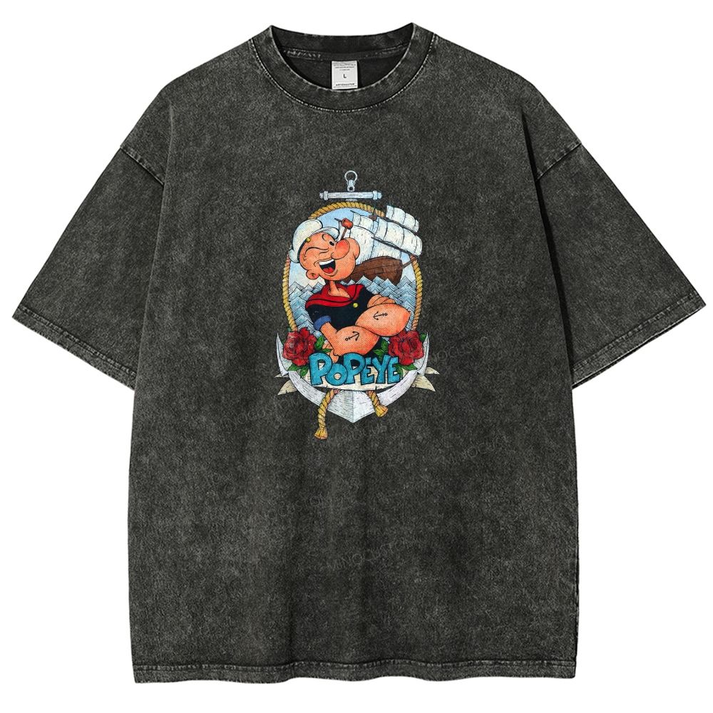 Vintage Nautical Sailor Tattoo Washed T-shirt