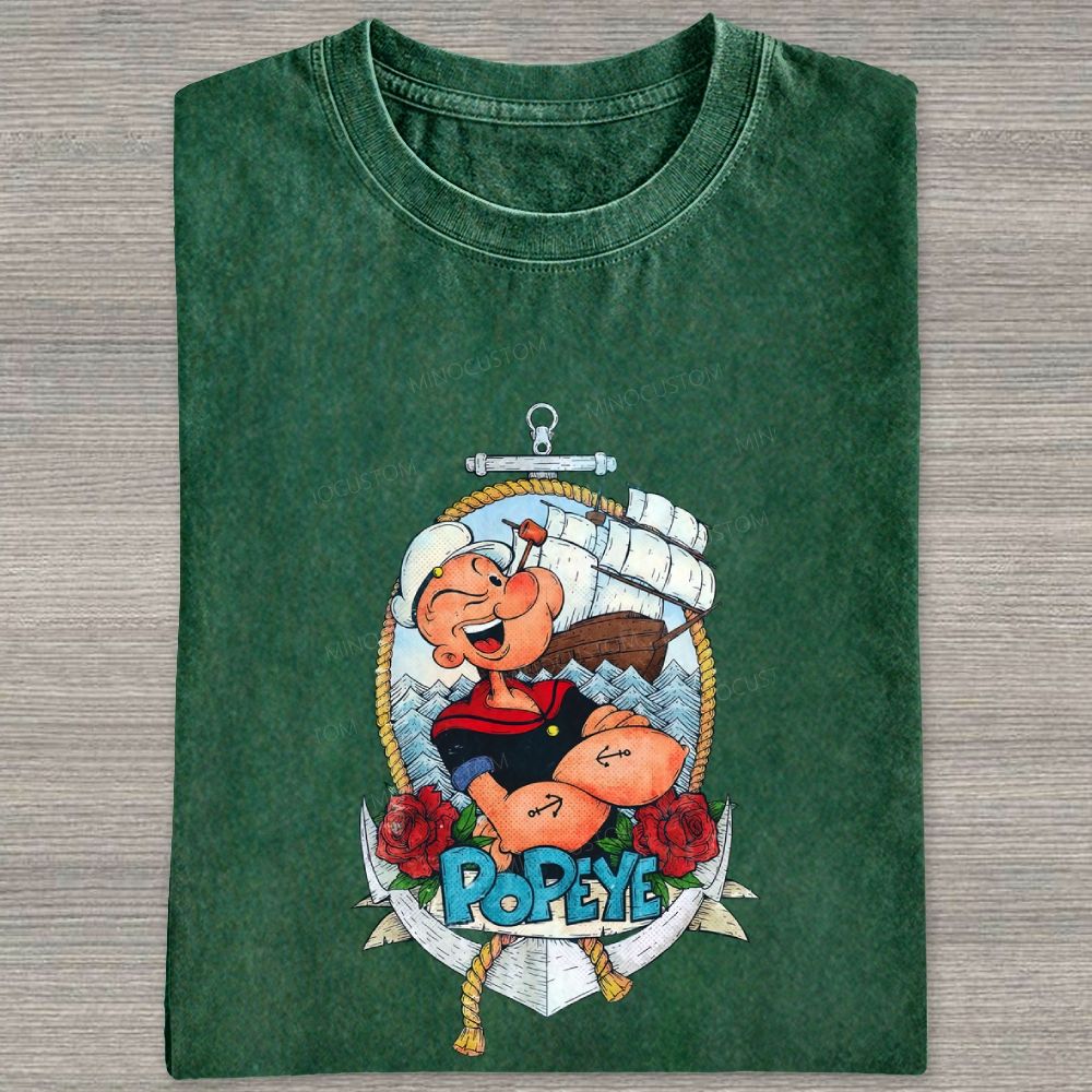 Vintage Nautical Sailor Tattoo Washed T-shirt