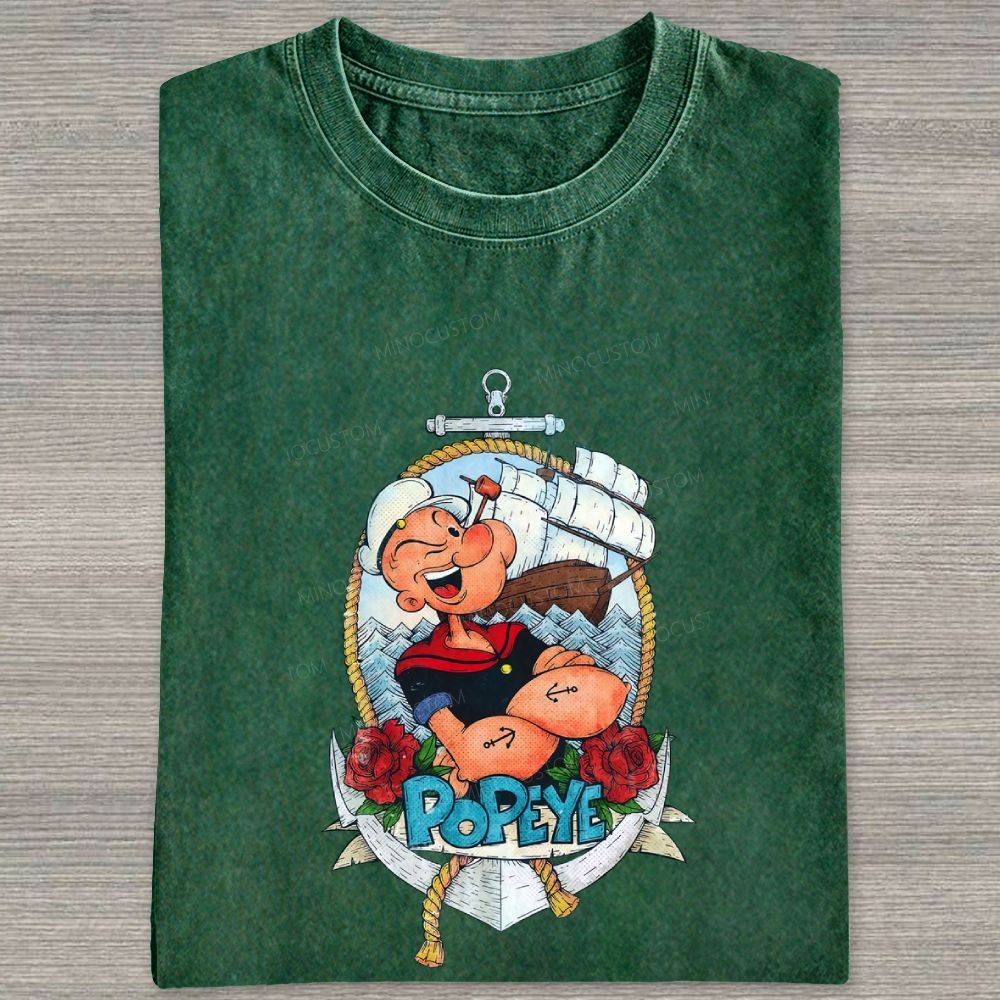 Vintage Nautical Sailor Tattoo Washed T-shirt