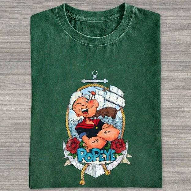 Vintage Nautical Sailor Tattoo Washed T-shirt