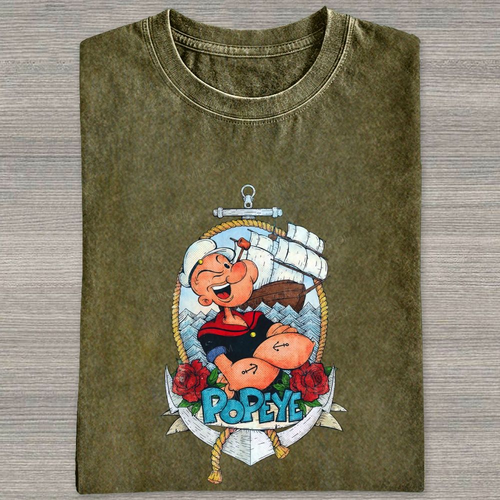 Vintage Nautical Sailor Tattoo Washed T-shirt