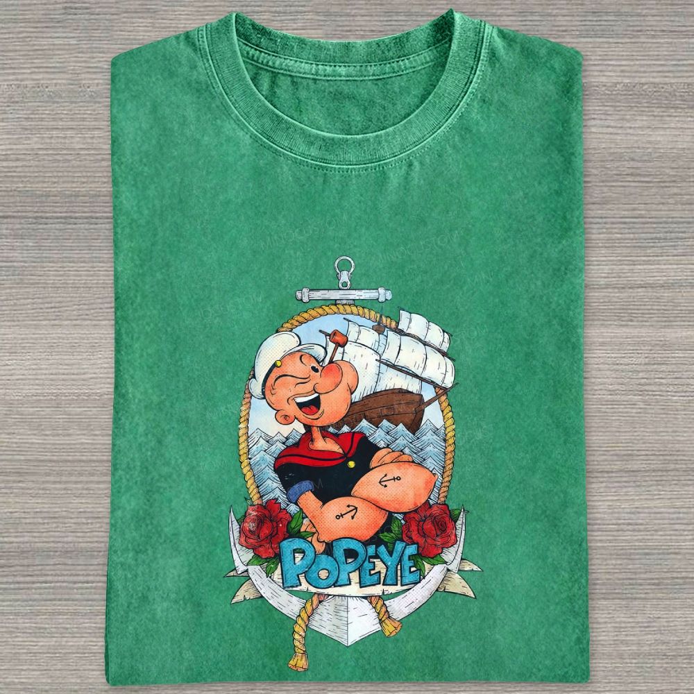 Vintage Nautical Sailor Tattoo Washed T-shirt