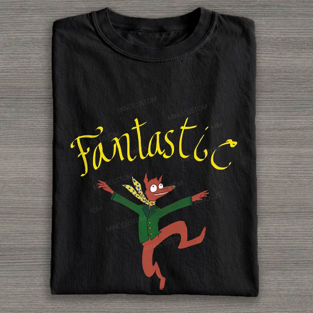 Whimsical Dancing Fox Cartoon Art Cotton T-shirt
