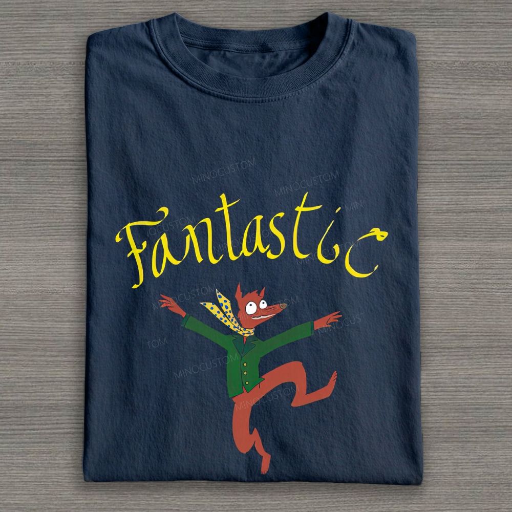 Whimsical Dancing Fox Cartoon Art Cotton T-shirt