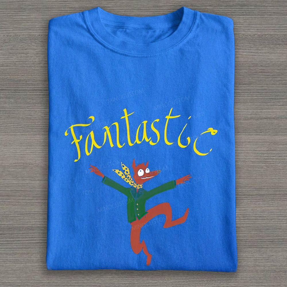 Whimsical Dancing Fox Cartoon Art Cotton T-shirt